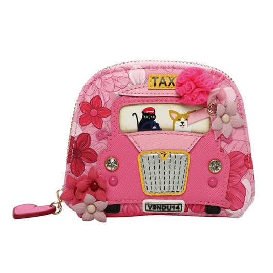 VENDULA X PINK RIBBON FOUNDATION - LONDON CATS & CORGIS FLORAL FOLDING SHOPPER & PURSE