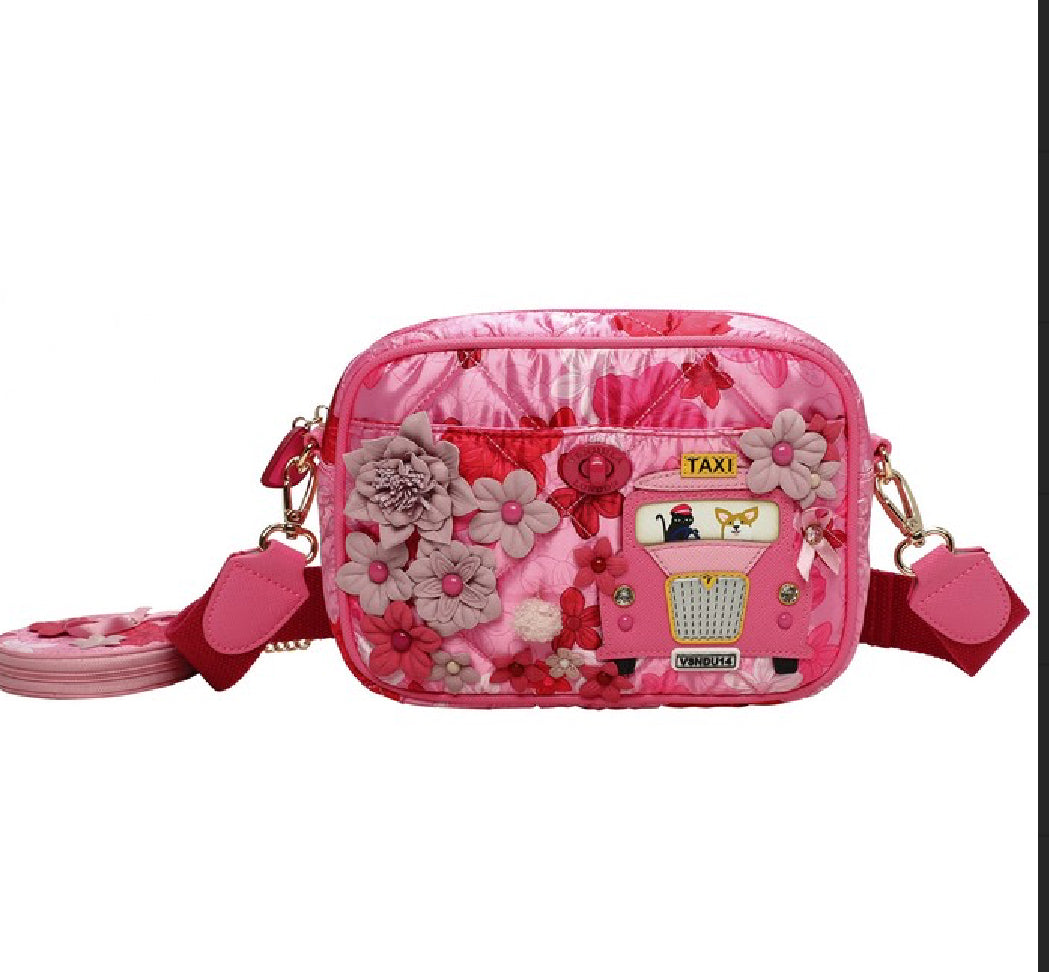 Vendula X Pink Ribbon Foundation - London Cats & Corgis Floral Camera Bag - Preorder