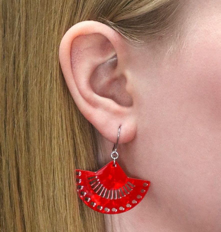 Boho Fan Essential Drop Earrings - Red