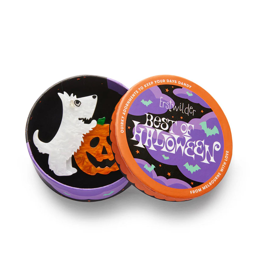 Patch the Pumpkin Pup Brooch