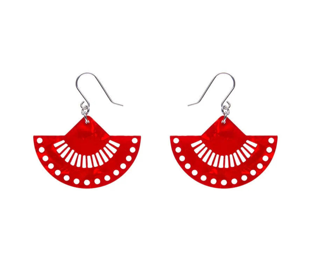 Boho Fan Essential Drop Earrings - Red