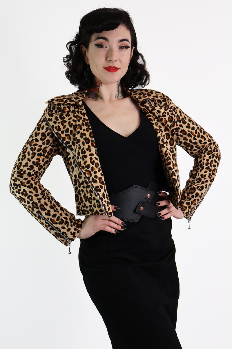 Classic Leopard Biker Jacket Bee Bop Boutique