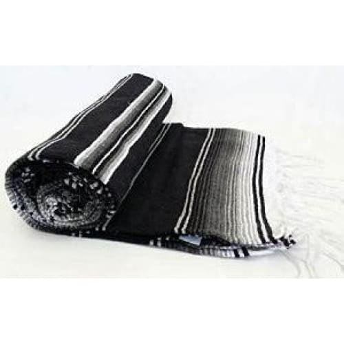 Two Tone Black Mexican Sarape Blanket