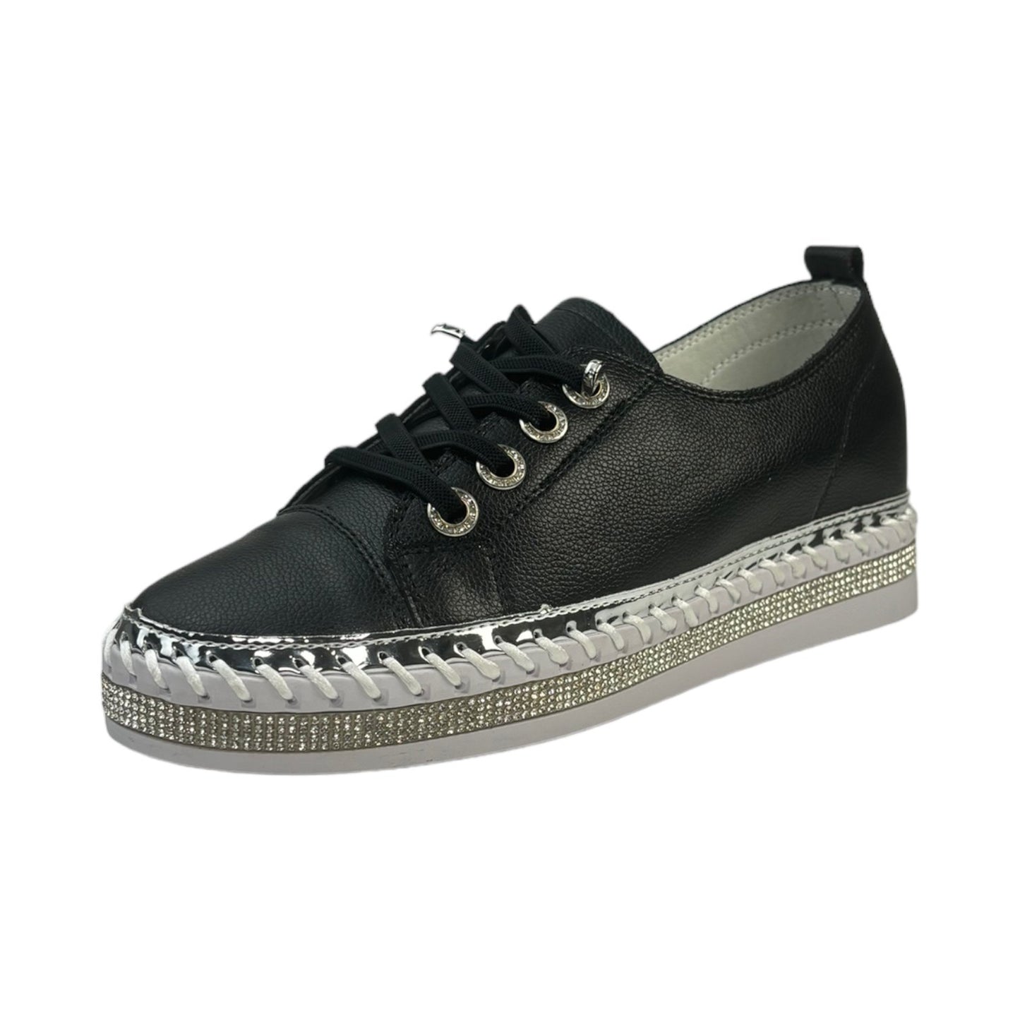 Glitzy Leather Sneaker Black