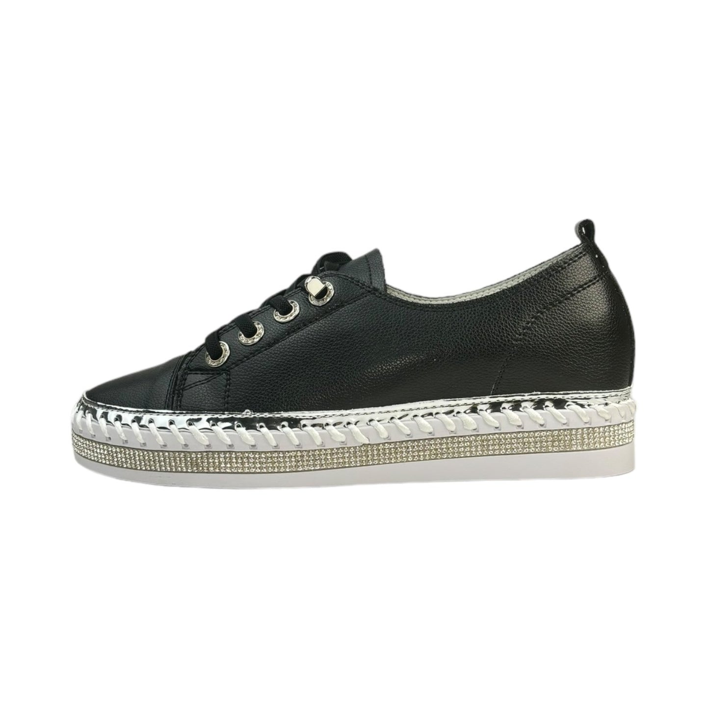 Glitzy Leather Sneaker Black